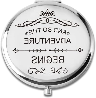 Compacte Spiegel - Make-up spiegel - Dagelijks gebruik - Inspirerende tekst - 6.3 x 6.9 cm - Zilver