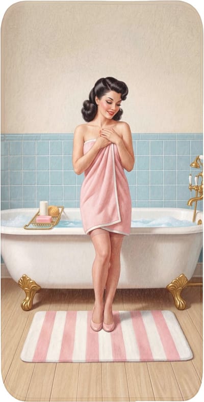 WC mat 60x120 cm - Antislip - Badkamer - Vrouw - Roze - Toiletmat - Vloermat - Douchemat - Toilet tapijt - Toiletmatten