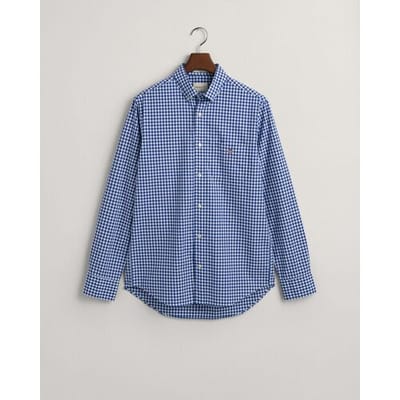 Gant Overhemd Gingham Poplin College Blauw - Maat XXL - Heren - Overhemden Casual