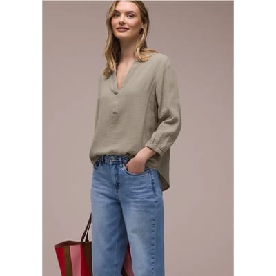 3/4-mouwen blouse in mousseline kwaliteit