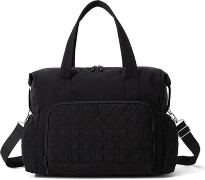 Reis Weekendtas voor Dames - Gevouwen Weekender Tas met Nat Vak - Handbagage Gym Tote - Persoonlijke Bagage voor Ziekenhuis, Overnachting - Zwart- 1 Stuk