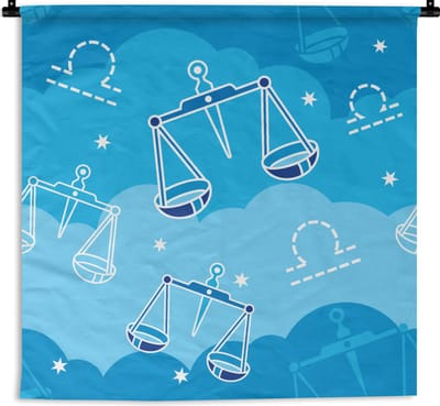 Wandkleed - Wanddoek - Weegschaal - Patroon - Zodiac - 90x90 cm - Wandtapijt