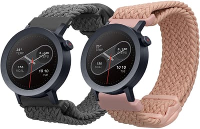 kwmobile Horlogebandjes geschikt voor CMF Watch Pro 2 / Watch Pro 1 - 2 x Nylon Smartwatch bandje in grijs / oudroze.