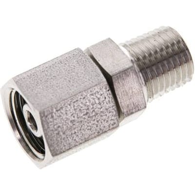 8S & 1/4'' NPT RVS Rechte Draaidoorvoer Buitendraad 630bar FKM O-ring en Afdichtconus Verstelbaar ISO 8434-1