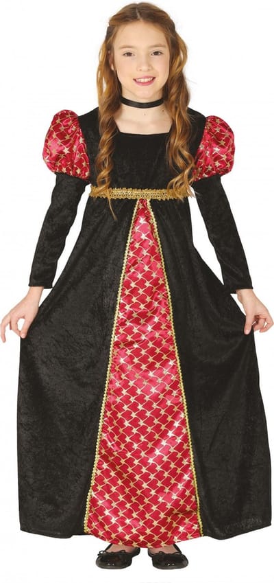 Fiestas Guirca Jurk Middeleeuwen Meisjes Rood/zwart Mt 7-9