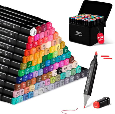 Alcohol Markers - Alcohol Markers Set - 100 Kleuren - Dubbele Punt - Sneldrogende Inkt - Voor Creatieve Projecten