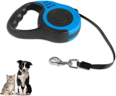 Intrekbare Hondenriem - Rollijn Hond - Comfortabel Wandelen - Ergonomische Antislip Grip - 5 Meter Lengte - Blauw