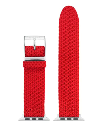 EULIT perlon horlogeband geschikt voor Apple Watch 38/40/41 maat - Serie 1/2/3/4/5/6/7/8/9/10 + SE - palma pacific smart - 20 mm - rood - metalen gesp - incl.adapter
