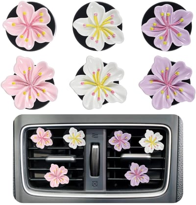 Dailygoods- Luchtverfrisser Auto 6 Stuks - Bloem Clip - Ventilatieclips - Auto-Accessoires - Vrouwen - Duurzaam Materiaal - Auto Parfum