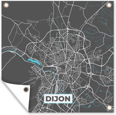 Tuin poster Dijon - Frankrijk - Stadskaart - Kaart - Plattegrond - 200x200 cm - Tuindoek