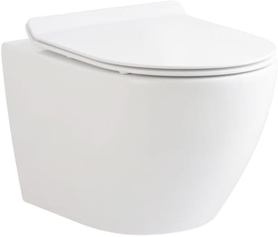 ALONI ECO hangtoilet – randloos – compact 49 cm – duroplast zitting – softclose – quick release – glanzend wit