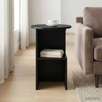vidaXL - Bijzettafel - Zwart - eiken - Ø - 39,5 - x - 55 - cm - Bewerkt - hout