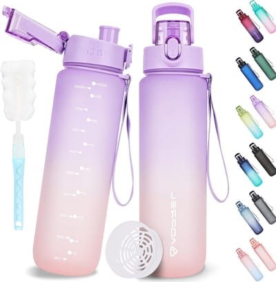 1 Liter Sportfles voor Koolzuurhoudend Water, BPA-vrij, Lekvrij en Inclusief Filter en Borstel, Ideaal voor Fitness, Wandelen en Kamperen