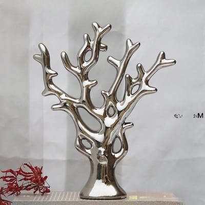 Creatieve Eenvoudige Wijnkast Ornamenten Woonkamer Decoratie Keramiek Goud en Zilver Keramische Boom Decoraties Ambachtelijk Huwelijksgeschenk Silver Fortune Tree