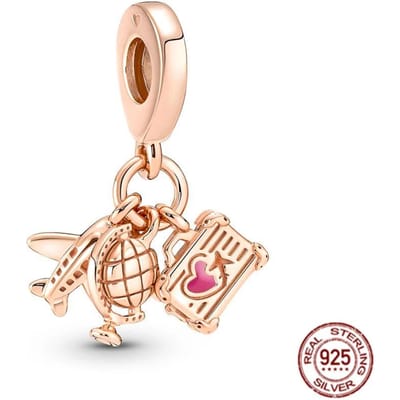 Nieuwe Koperen Vliegtuig Reisbedels Vliegtuig Hanger Kralen Passend Originele Armband Voor Vrouwen Ketting Diy Fijne Sieraden Cadeau beige