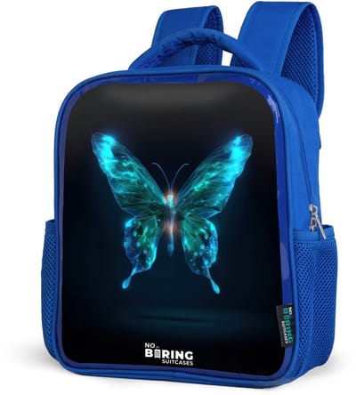 NoBoringSuitcases.com® - Rugzak blauw - Schooltas jongens - Magische digitale vlinder - Kinder rugtas jongen - Boekentas kind - Kinderrugzak voor school - Schoolrugzak