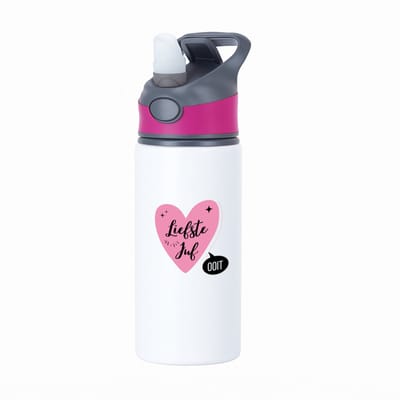 Hacebo® - Liefste juf ooit waterfles met rietje roze - Juf - beste juf - school - verjaardagscadeau - afscheidscadeau - kado - gift - water fles - 650ML
