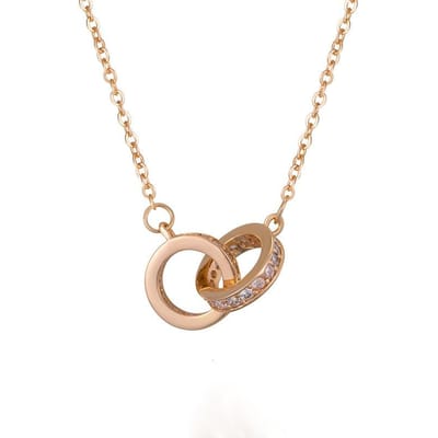 Dubbele Ring Ketting Dames Niche Design Mode Persoonlijkheid Wilde Sleutelbeenketting beige