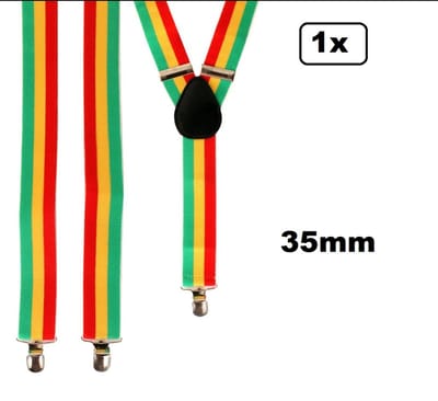 Luxe Bretels rood/geel/groen - breed 35mm - festival thema feest fun party verjaardag carnaval
