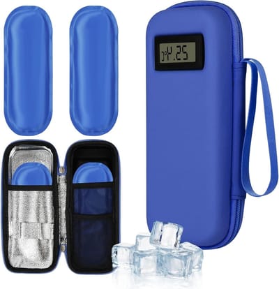 Diabetes Koeltas met 2 Gel Ice Bags, Temperatuurweergave en Draagbaar Ontwerp voor Medicijnen tijdens Reizen, Houd Geneesmiddelen Koud