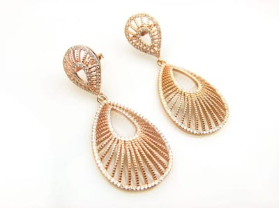 oorringen in zilver roze goud verguld model drop