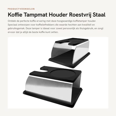 Dailygoods- Tampmat Antislip - Koffiehouder Roestvrij Staal - Draagbaar - 14x7,5x6,5 cm - Duurzaam - Veilig voor Gezondheid