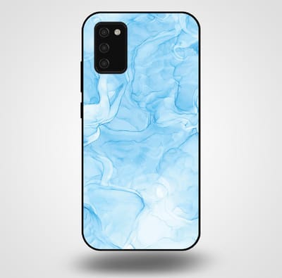 Smartphonica Telefoonhoesje voor Samsung Galaxy A03s met marmer opdruk - TPU backcover case marble design - Lichtblauw geschikt voor Samsung Galaxy A03S