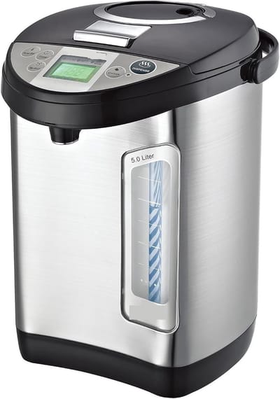 Thermoskan Waterdispenser - Heetwaterdispenser Waterkoker - Water Verwarmen - RVS Binnenruimte - 5 Liter - Zilverkleurig