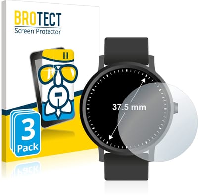 BROTECT - Screenprotector voor Horloges (Rond, ø: 37.5 mm) - Folie Beschermfolie Beschermglas transparant 3 Stuks
