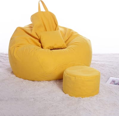 Zitzakhoes Extra Groot - Luie Stoel - Ontspannen Zitten - Zachte Katoenmix - 90x120cm - Geel