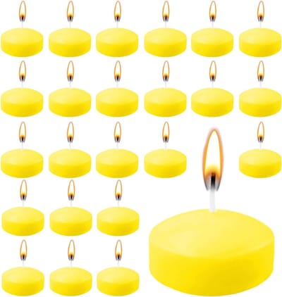Gele drijfcandles voor bruiloften, Valentijnsdag, bad en kerstdecoratie - 50 stuks geurloos