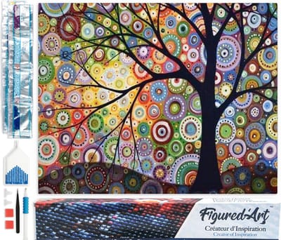 Figured'Art Diamond Painting set Volwassenen 40x50 cm Levensboom - 5D DIY Art full drill vierkante diamant - Opgerold canvas