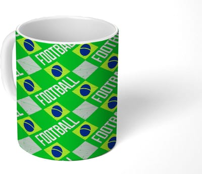 Mok - Koffiemok - Brazilië - Voetbal - Patronen - Mokken - 350 ML - Beker - Koffiemokken - Theemok