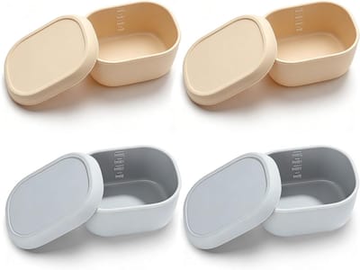 Set van 4 Opbergcontainers voor Kattenvoer van Siliconen, Geschikt voor Blikjes en Koelkast, Magnetron en Vaatwasser Veilig, 200ml Capaciteit