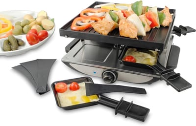 QORA® Gourmetstel 4 personen - Gourmetstellen - Gourmet - Zwart - 26cm x 30cm x 13cm