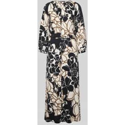midi-jurk van zuivere viscose met florale all-over print