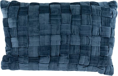 HomeBound by KY | Kussen braid velours blauw | sierkussen blauw