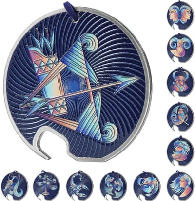 KADAX Zodiak Flesopener, bieropener van roestvrij staal, sterrenbeeldflesopener, met één hand opener met gat, ronde flesopener voor huis, feest, bar, soda, bruiloft (schutter)