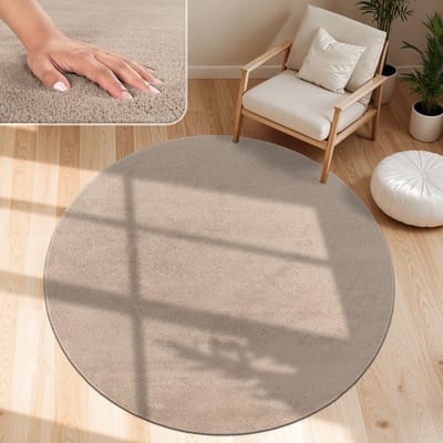 Paco Home Moderne woonkamer tapijt kortpolig wasbaar zacht uni effect bont antislip 200 cm Rund