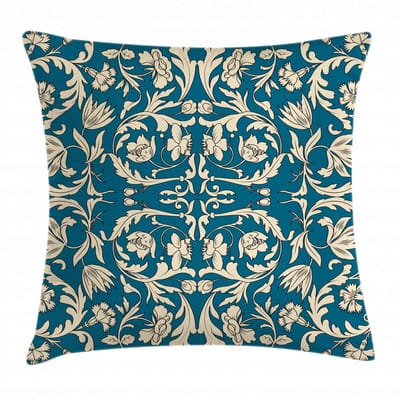 ABAKUHAUS Kussenhoes – Dubbelzijdig bedrukt 40x40 cm – Petrolblauw & Creme, met rits
