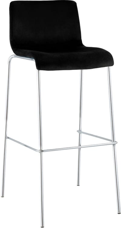 CLP Barkruk Hover - met rugleuning - vierpoot frame Chroom - velvet - fluweel - zwart/chroom