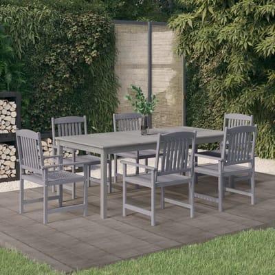 vidaXL - 7-delige - Tuinset - massief - acaciahout - grijs