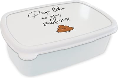 Broodtrommel Wit - Lunchbox - Brooddoos - Spreuken - Quotes - Poop like no one's sniffing - Poep - 18x12x6 cm - Volwassenen