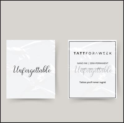 Tijdelijke tattoo unforgettable | Neptattoo volwassenen | Tijdelijke tattoo voor volwassenen | Temporary tattoo | Plaktattoos voor volwassenen | Neptattoos | Probeer zorgeloos een tattoo | tattforaweek