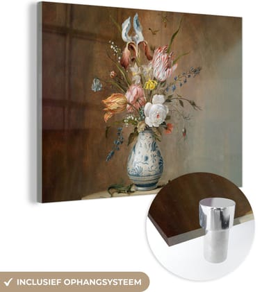 MuchoWow® Glasschilderij 120x90 cm - Schilderij acrylglas - Oude meesters - Bloemen - Balthasar van der Ast - Foto op glas - Schilderijen