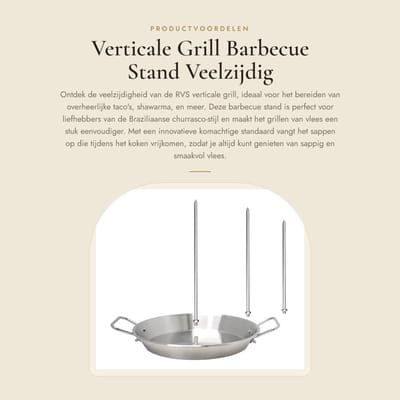 Dailygoods- Barbecue Rack - RVS Verticale Grillstandaard - Vlees Spit - Veelzijdige Kookstandaard - Eenvoudig te Reinigen - Handige Handgrepen