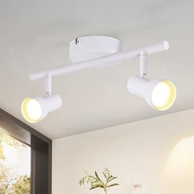 NETTLIFE Opbouwspot GU10 - 2-Lichts - wit - Metaal - met creatief ontwerp - 350° draaibar Wandspot - Moderne Plafondlamp - voor Slaapkamer | Keuken | Hal | Woonkamer - L 25.5cm-excl. lichtbron