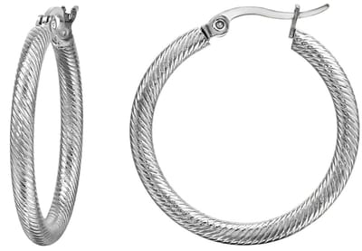 Joy Ibiza - streepjes patroon oorbellen - 30 mm oorringen - Franse sluiting - chirurgisch staal - 3 x 30 mm - ear party boho - bohemian style