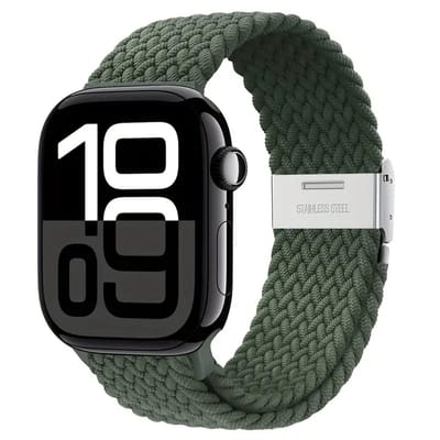 Watch band - geweven in de kleur groen - 42/44/45/46/49mm - Nylon bandje geschikt voor Apple Watch - Geschikt als Apple watch bandje voor Series 1/2/3/4/5/6/7/8/9/10/SE/Ultra