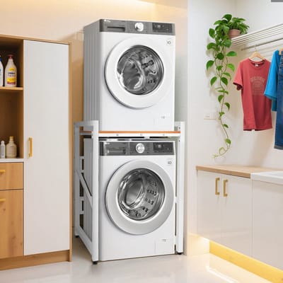 Miryx Wasmachinerek - Grote Wasmachine Plank - Wasmachine Ombouw - Badkamerkast - Verhoger - Ombouwkast - Tot 350kg - Verstelbaar